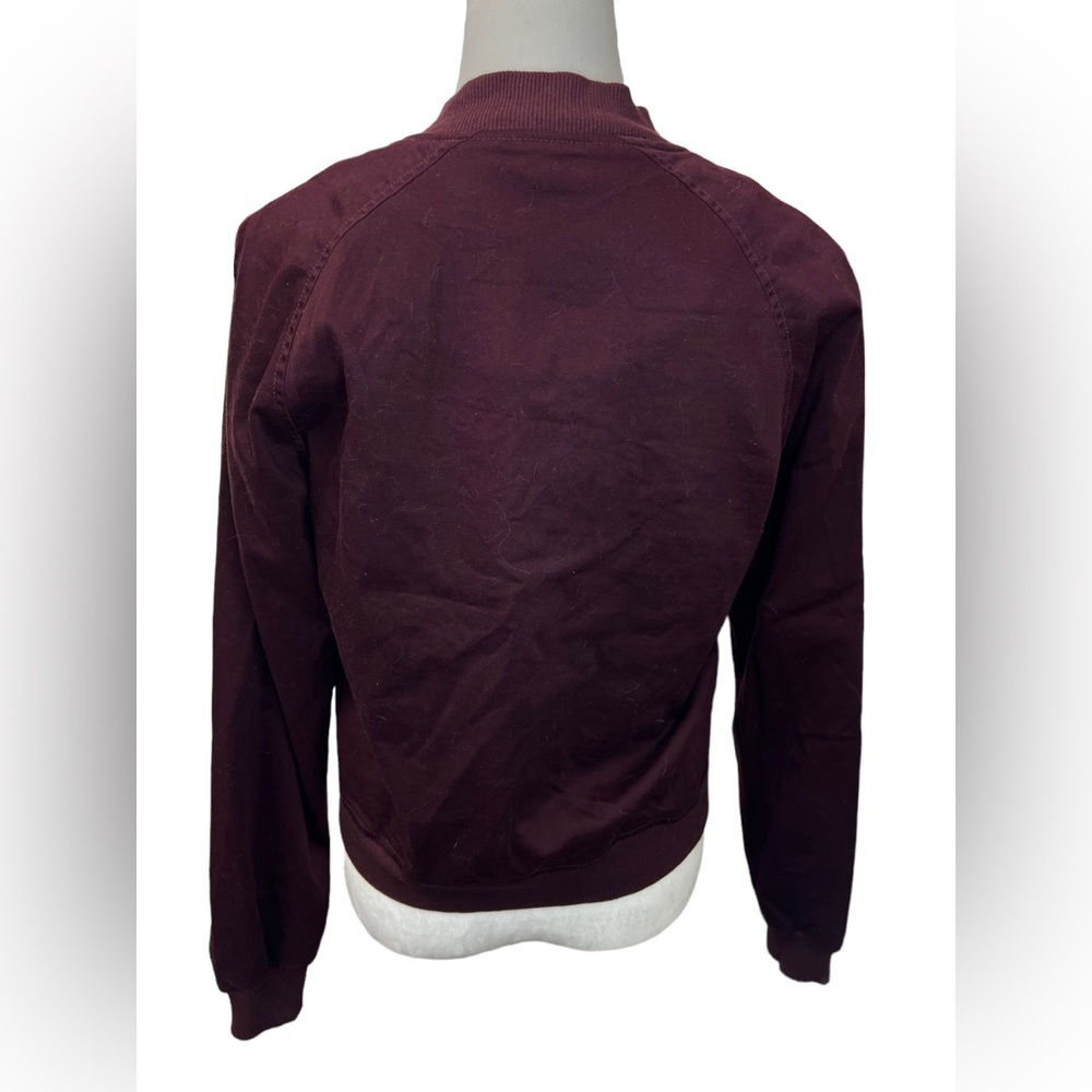 Express Burgundy Embroidered Bomber Jacket - Picture 5 of 10